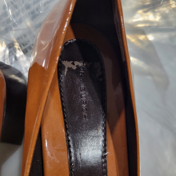 Tory Burch Georgia Pump Size 8, 35mm Heels Patent Leather Brown Cuoio - Picture 6 of 14
